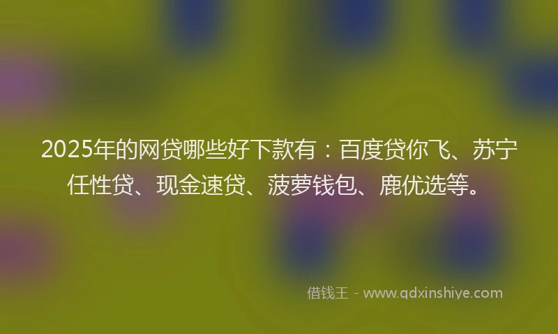 2025年的网贷哪些好下款有：百度贷你飞、苏宁任性贷、现金速贷、菠萝钱包、鹿优选等。