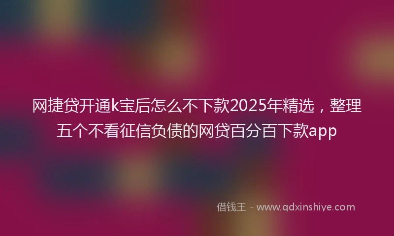 网捷贷开通k宝后怎么不下款2025年精选，整理五个不看征信负债的网贷百分百下款app