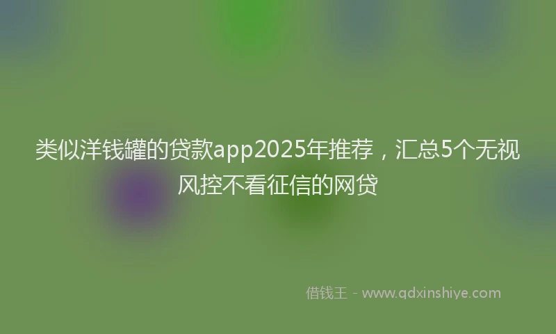 类似洋钱罐的贷款app2025年推荐，汇总5个无视风控不看征信的网贷