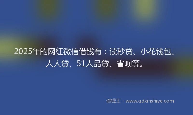 2025年的网红微信借钱有：读秒贷、小花钱包、人人贷、51人品贷、省呗等。