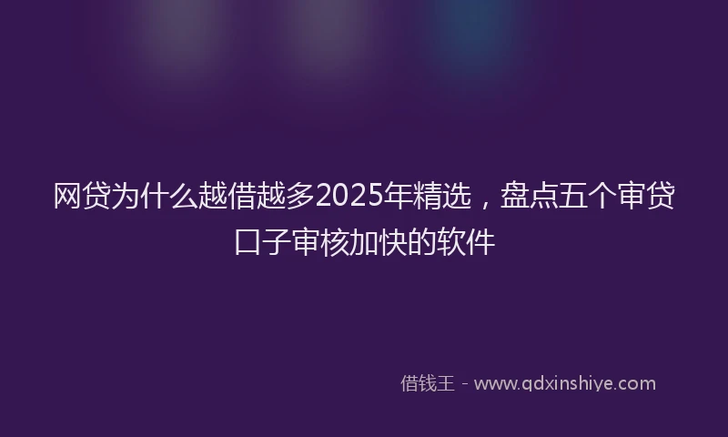 网贷为什么越借越多2025年精选，盘点五个审贷口子审核加快的软件
