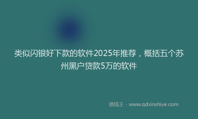 类似闪银好下款的软件2025年推荐，概括五个苏州黑户贷款5万的软件
