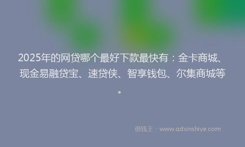 2025年的网贷哪个最好下款最快有：金卡商城、现金易融贷宝、速贷侠、智享钱包、尔集商城等。