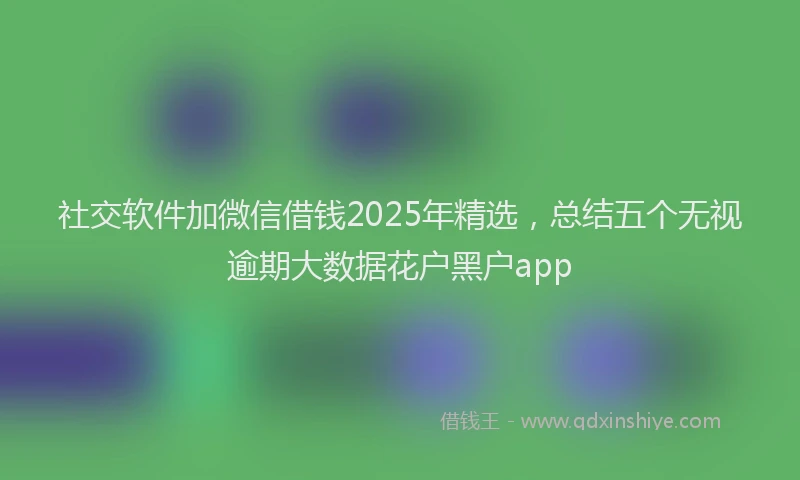 社交软件加微信借钱2025年精选，总结五个无视逾期大数据花户黑户app