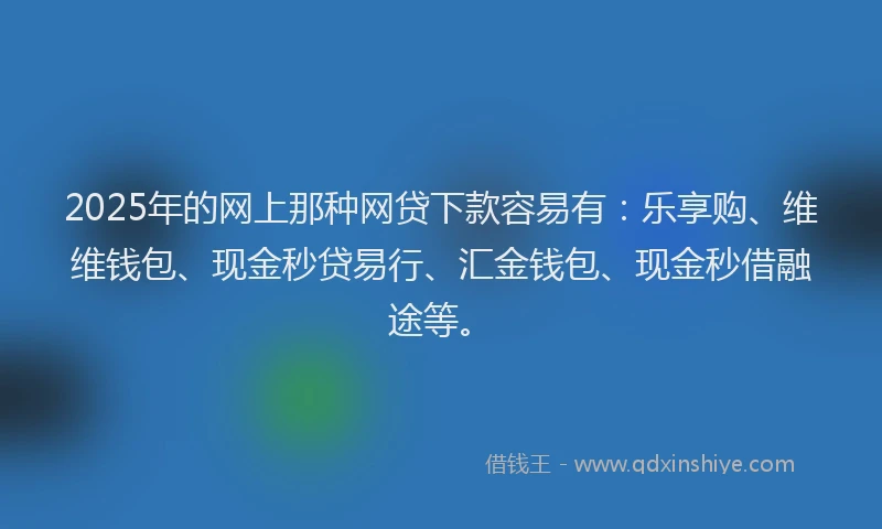 2025年的网上那种网贷下款容易有：乐享购、维维钱包、现金秒贷易行、汇金钱包、现金秒借融途等。