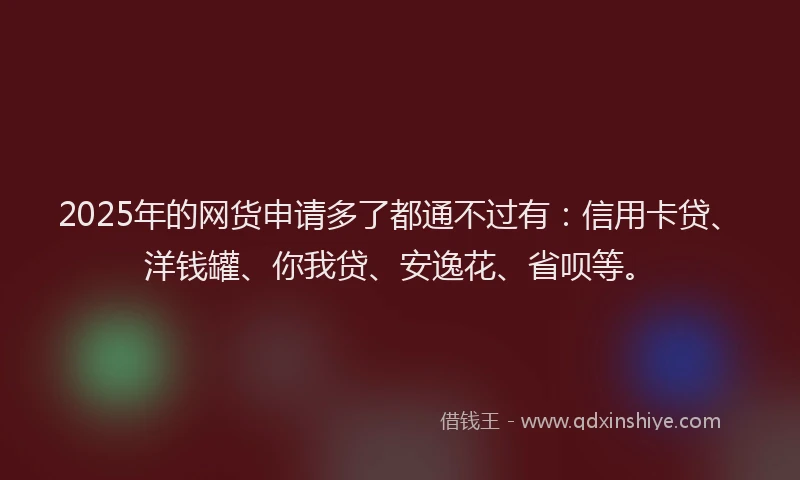 2025年的网货申请多了都通不过有：信用卡贷、洋钱罐、你我贷、安逸花、省呗等。