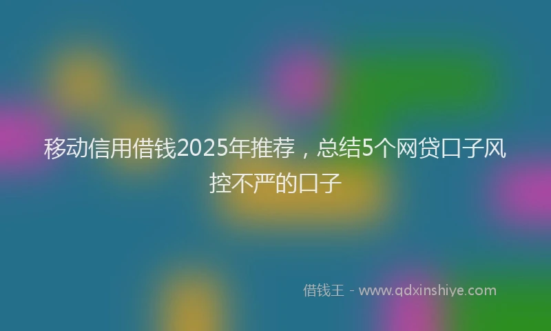 移动信用借钱2025年推荐，总结5个网贷口子风控不严的口子