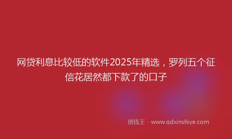 网贷利息比较低的软件2025年精选，罗列五个征信花居然都下款了的口子