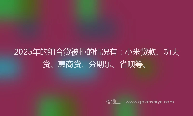 2025年的组合贷被拒的情况有：小米贷款、功夫贷、惠商贷、分期乐、省呗等。