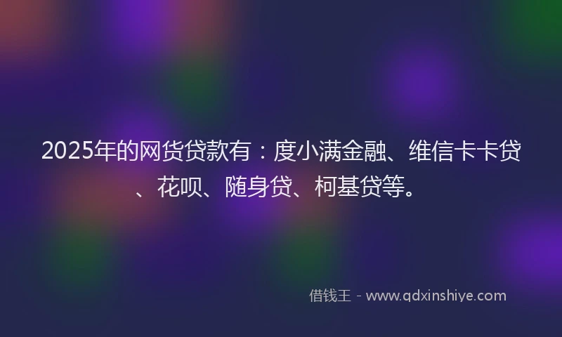 2025年的网货贷款有：度小满金融、维信卡卡贷、花呗、随身贷、柯基贷等。