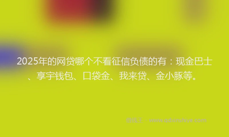 2025年的网贷哪个不看征信负债的有：现金巴士、享宇钱包、口袋金、我来贷、金小豚等。