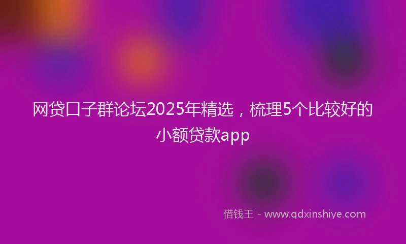 网贷口子群论坛2025年精选，梳理5个比较好的小额贷款app