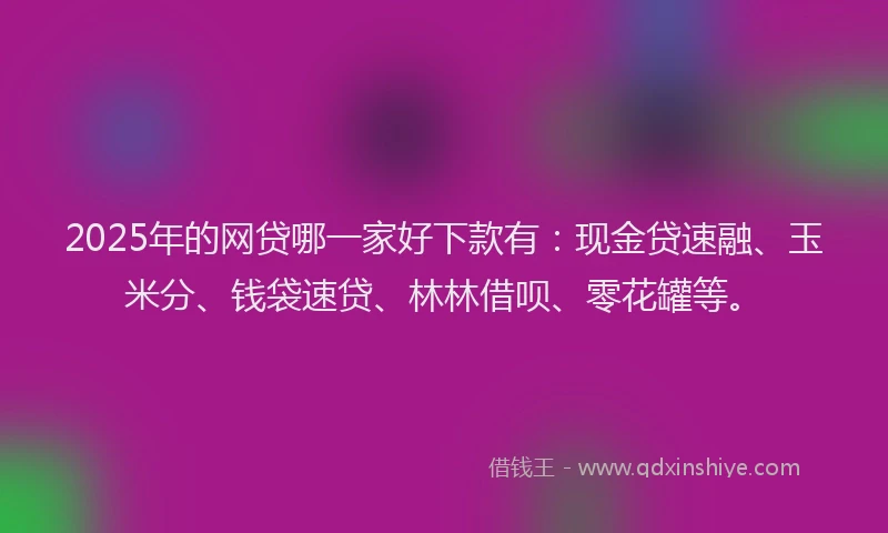 2025年的网贷哪一家好下款有：现金贷速融、玉米分、钱袋速贷、林林借呗、零花罐等。