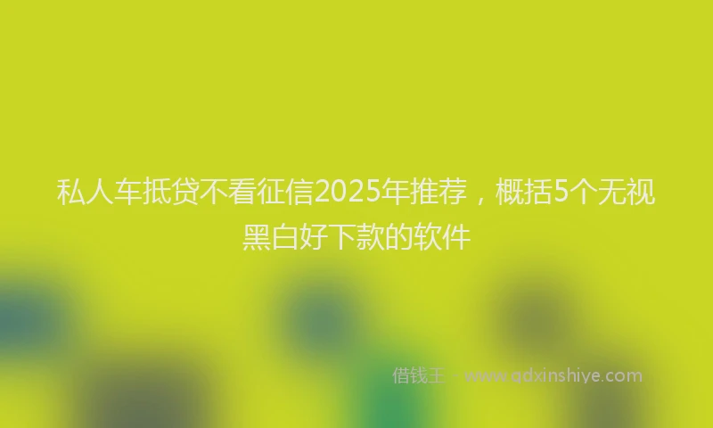 私人车抵贷不看征信2025年推荐，概括5个无视黑白好下款的软件