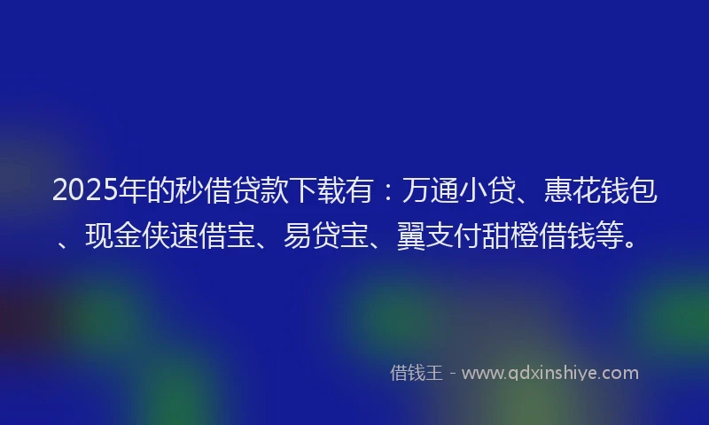 2025年的秒借贷款下载有：万通小贷、惠花钱包、现金侠速借宝、易贷宝、翼支付甜橙借钱等。