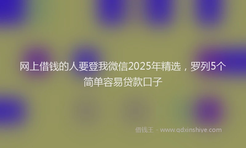 网上借钱的人要登我微信2025年精选，罗列5个简单容易贷款口子