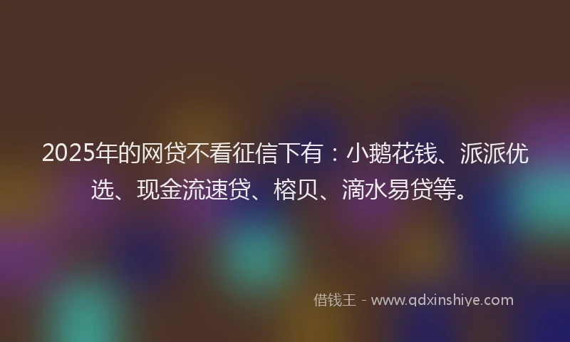 2025年的网贷不看征信下有：小鹅花钱、派派优选、现金流速贷、榕贝、滴水易贷等。
