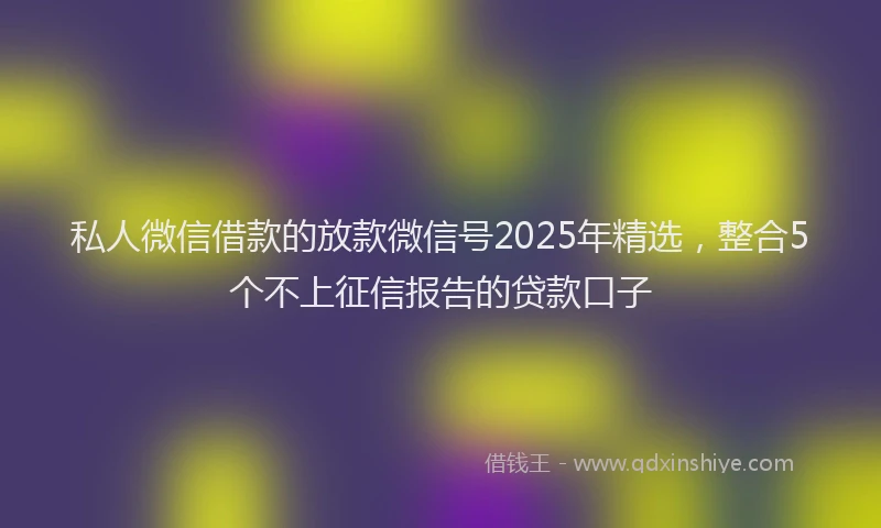 私人微信借款的放款微信号2025年精选，整合5个不上征信报告的贷款口子