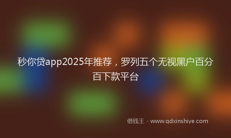 秒你贷app2025年推荐，罗列五个无视黑户百分百下款平台
