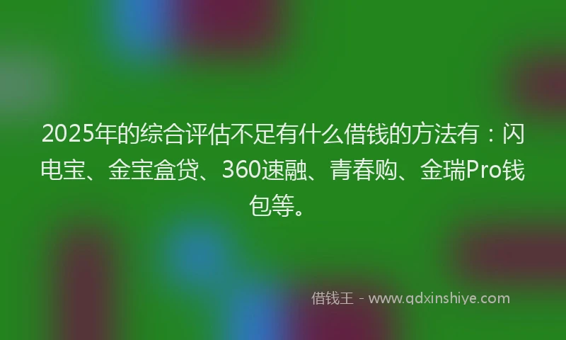 2025年的综合评估不足有什么借钱的方法有：闪电宝、金宝盒贷、360速融、青春购、金瑞Pro钱包等。