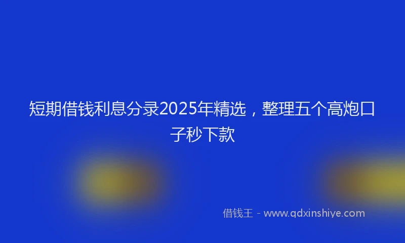 短期借钱利息分录2025年精选，整理五个高炮口子秒下款