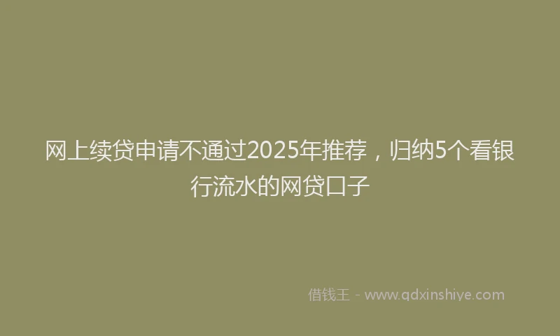 网上续贷申请不通过2025年推荐，归纳5个看银行流水的网贷口子