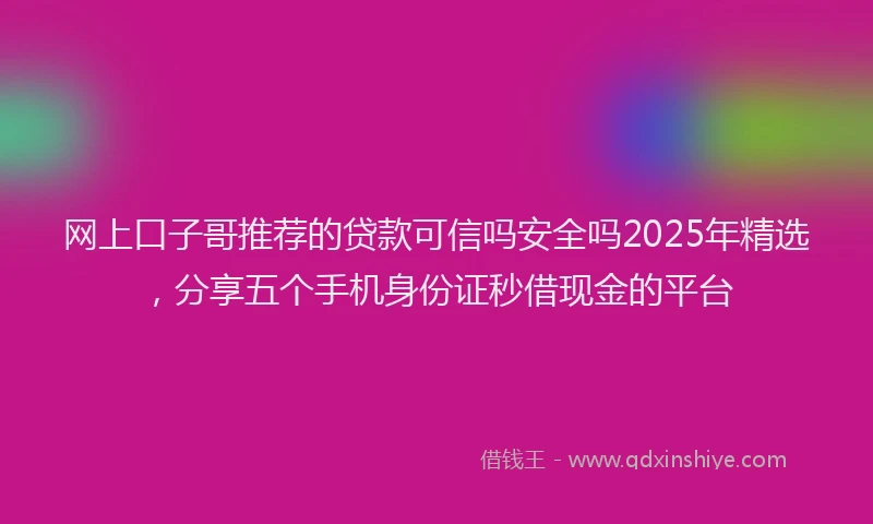 网上口子哥推荐的贷款可信吗安全吗2025年精选，分享五个手机身份证秒借现金的平台