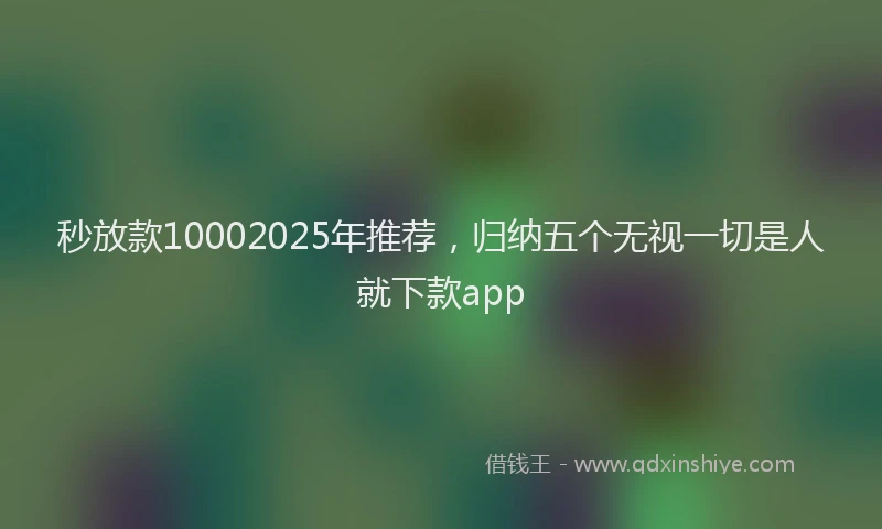 秒放款10002025年推荐，归纳五个无视一切是人就下款app