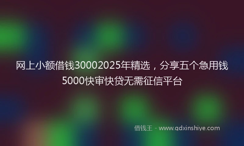 网上小额借钱30002025年精选，分享五个急用钱5000快审快贷无需征信平台