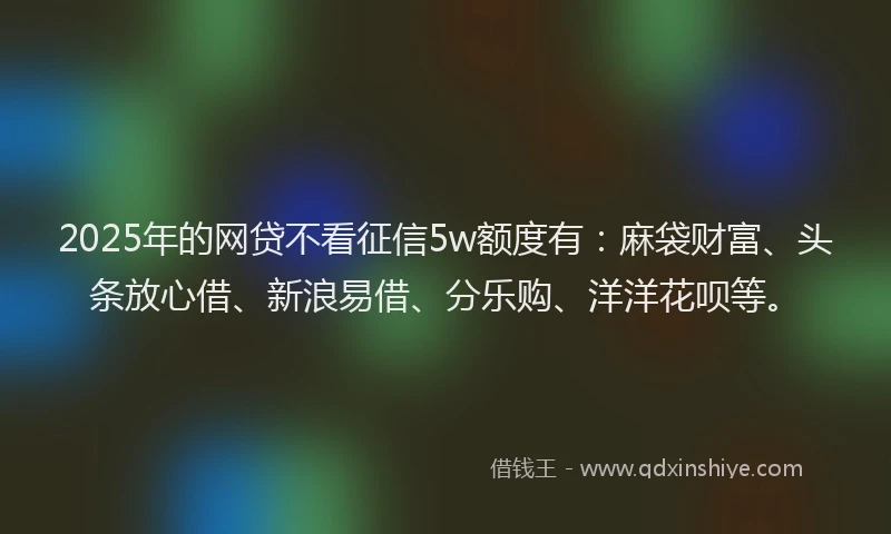 2025年的网贷不看征信5w额度有：麻袋财富、头条放心借、新浪易借、分乐购、洋洋花呗等。