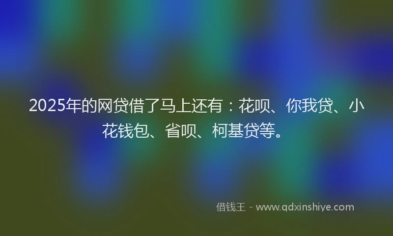 2025年的网贷借了马上还有：花呗、你我贷、小花钱包、省呗、柯基贷等。
