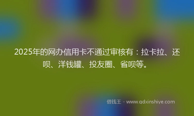 2025年的网办信用卡不通过审核有：拉卡拉、还呗、洋钱罐、投友圈、省呗等。