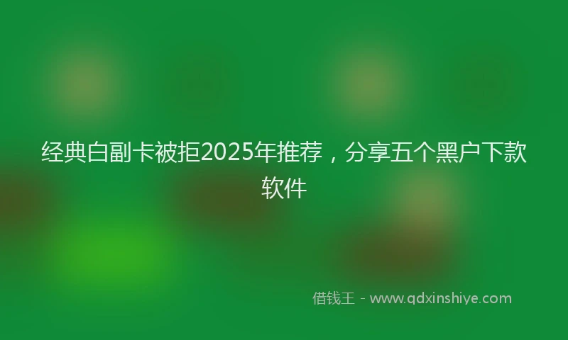 经典白副卡被拒2025年推荐，分享五个黑户下款软件