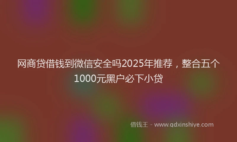 网商贷借钱到微信安全吗2025年推荐，整合五个1000元黑户必下小贷