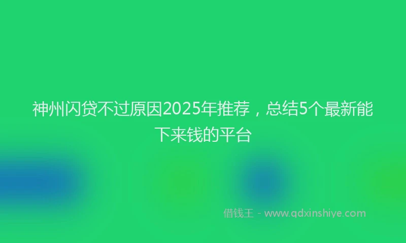 神州闪贷不过原因2025年推荐，总结5个最新能下来钱的平台