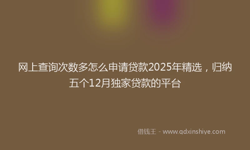 网上查询次数多怎么申请贷款2025年精选，归纳五个12月独家贷款的平台