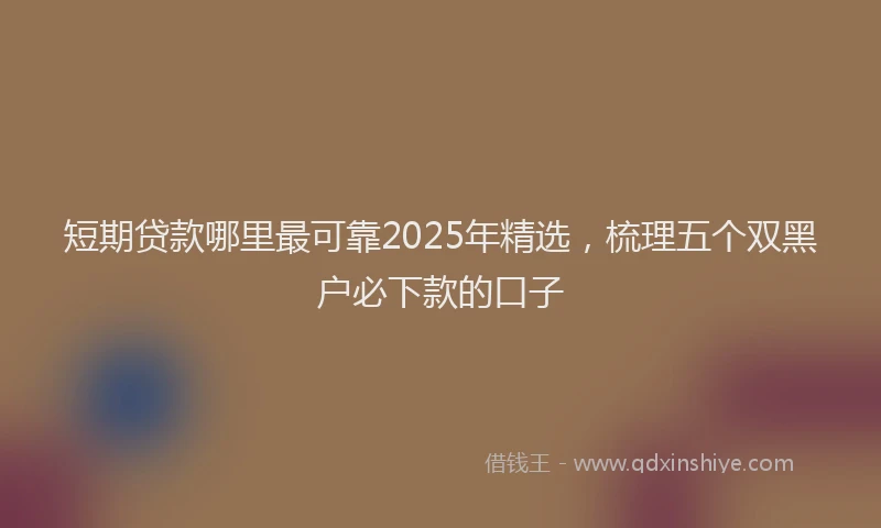 短期贷款哪里最可靠2025年精选，梳理五个双黑户必下款的口子