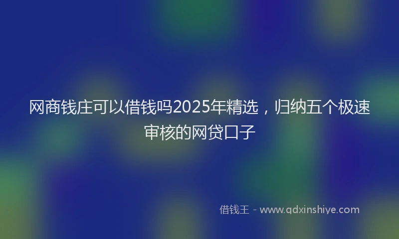 网商钱庄可以借钱吗2025年精选，归纳五个极速审核的网贷口子