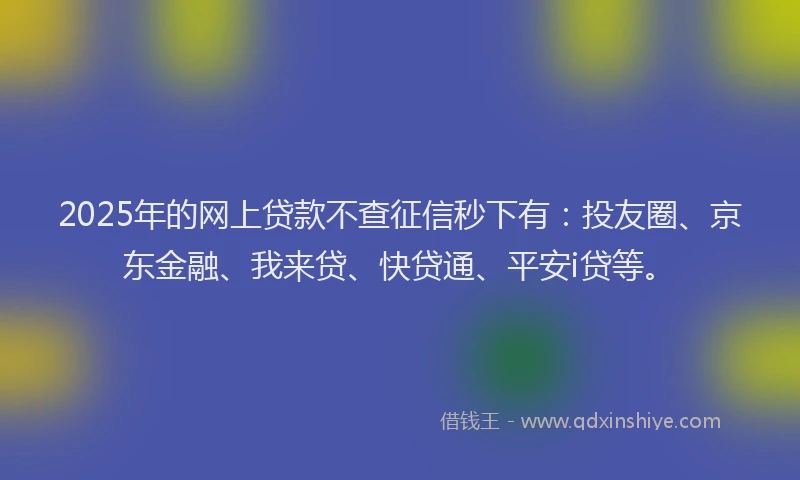 2025年的网上贷款不查征信秒下有：投友圈、京东金融、我来贷、快贷通、平安i贷等。