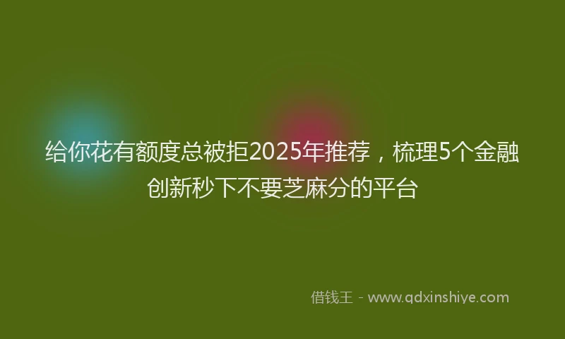 给你花有额度总被拒2025年推荐，梳理5个金融创新秒下不要芝麻分的平台