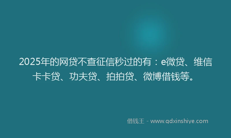 2025年的网贷不查征信秒过的有：e微贷、维信卡卡贷、功夫贷、拍拍贷、微博借钱等。