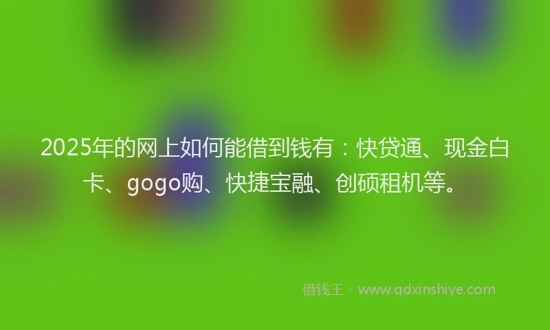 2025年的网上如何能借到钱有：快贷通、现金白卡、gogo购、快捷宝融、创硕租机等。