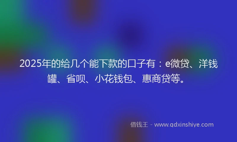 2025年的给几个能下款的口子有：e微贷、洋钱罐、省呗、小花钱包、惠商贷等。