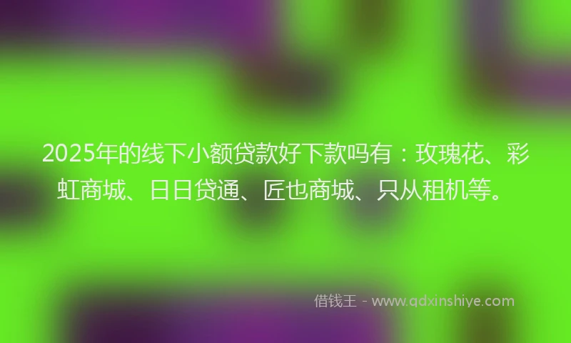 2025年的线下小额贷款好下款吗有：玫瑰花、彩虹商城、日日贷通、匠也商城、只从租机等。