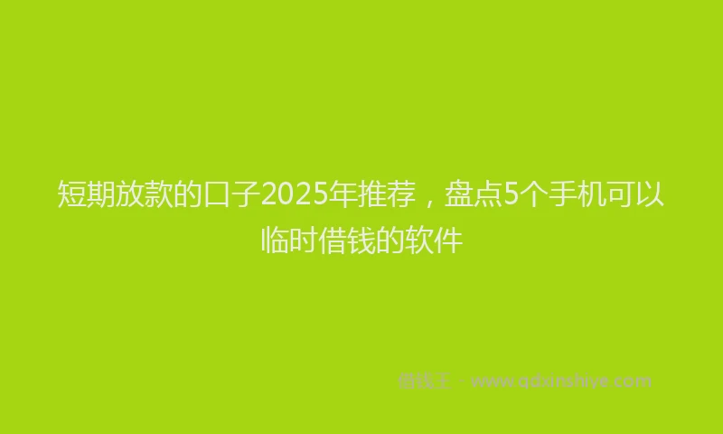 短期放款的口子2025年推荐，盘点5个手机可以临时借钱的软件