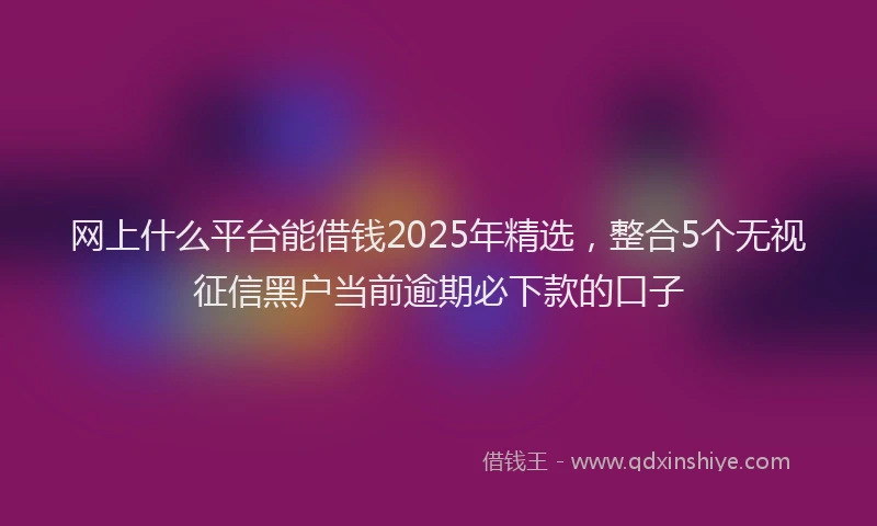 网上什么平台能借钱2025年精选，整合5个无视征信黑户当前逾期必下款的口子