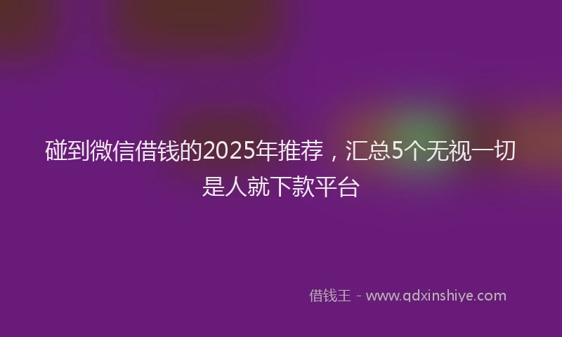 碰到微信借钱的2025年推荐，汇总5个无视一切是人就下款平台