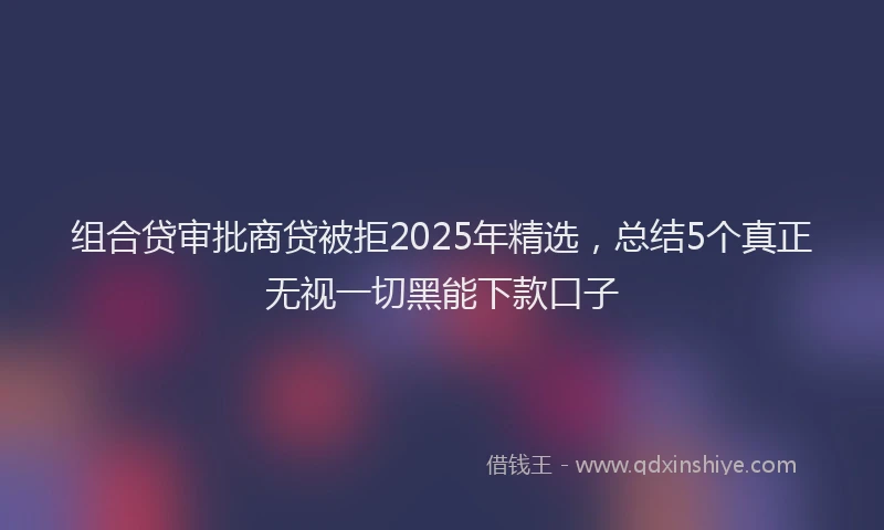 组合贷审批商贷被拒2025年精选，总结5个真正无视一切黑能下款口子