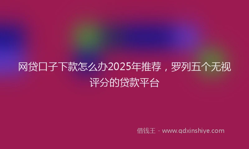 网贷口子下款怎么办2025年推荐，罗列五个无视评分的贷款平台