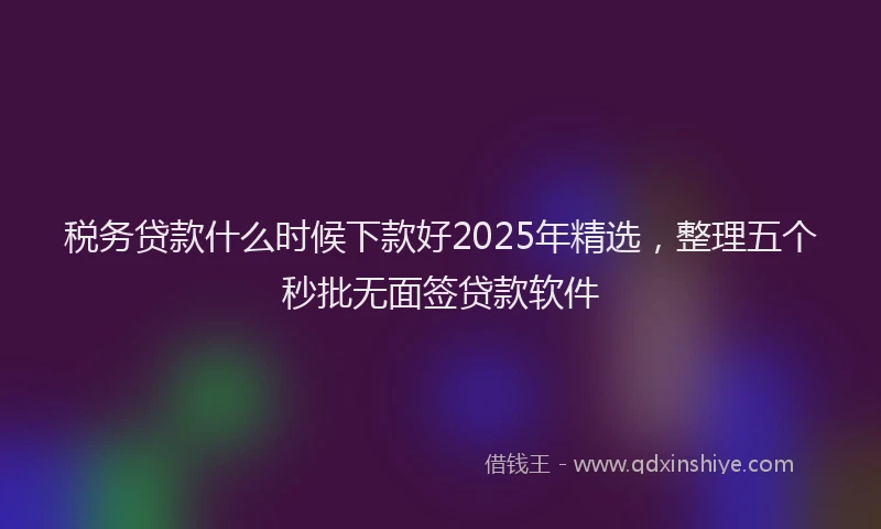 税务贷款什么时候下款好2025年精选，整理五个秒批无面签贷款软件